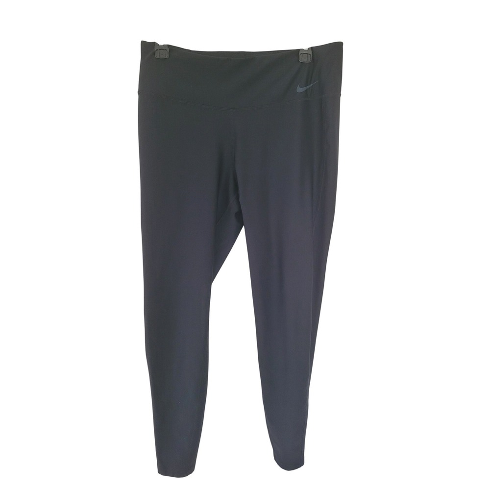 Nike Dri Fit Black Athletic Leggings Women's L Pull On Pants Swoosh Active #4
